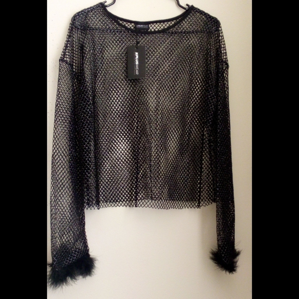 🆕 LISTING!! BNWT GLITTER MESH NET TOP - Picture 4 of 16